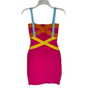 Unbranded Pink Colorful Bodycon Dress Women's Sz S